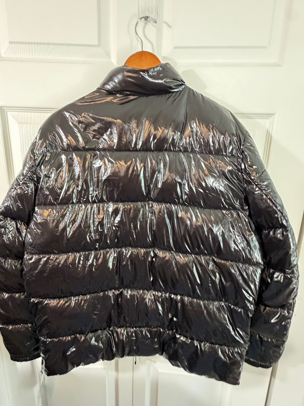 Calvin Klein Snap Front Puffer Jacket Sorona Black Mens L NWT Shiny Coat Light - Picture 12 of 13